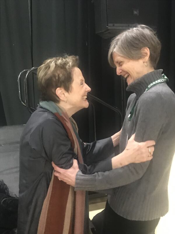 Chef, restaurateur, activist and author Alice Waters (left) shares her enthusiasm for building a better food future with Georgia Organics Executive Director Alice Rolls. Waters attended the nonprofit’s annual conference this year to promote her vision of providing sustainable lunches in public schools by purchasing directly from farmers and ranchers who practice responsible growing and hiring. LIGAYA FIGUERAS / LFIGUERAS@AJC.COM