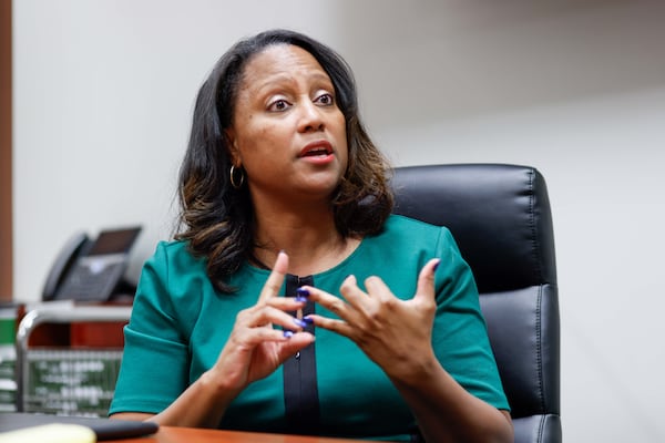 Judge Shukura Ingram speaks to an AJC reporter at the Fulton County Superior Court on  Wednesday, Nov. 13, 2024. Judge Ingram speaks about Fulton's competency docket for defendants with mental health issues.
(Miguel Martinez / AJC)