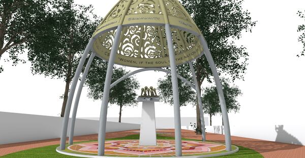 A rendering of Saya Woolfalk's "Coretta Scott King Peace and Meditation Garden," a memorial for the civil rights icon that will be unveiled on April 27 at the King Center.