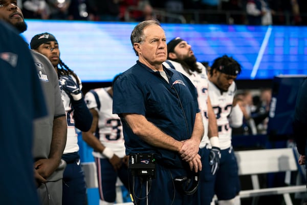 
                        FILE — New England Patriots Head Coach Bill Belichick looks on before the start of Super Bowl LIII against the Los Angeles Rams in Atlanta on Feb. 3, 2019. For most of its existence, New England was a terrible team. But a two-decade run of success turned it into one of the most recognizable sports brands in the world. (Doug Mills/The New York Times)
                      