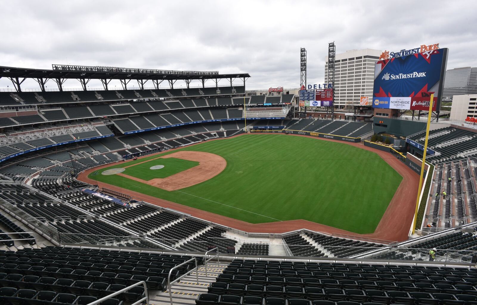 The view from the Xfinity Rooftop during a media tour before the first baseball game, a Braves vs. Yankees exhibition, at SunTrust Park on Tuesday, March 28, 2017. HYOSUB SHIN / HSHIN@AJC.COM