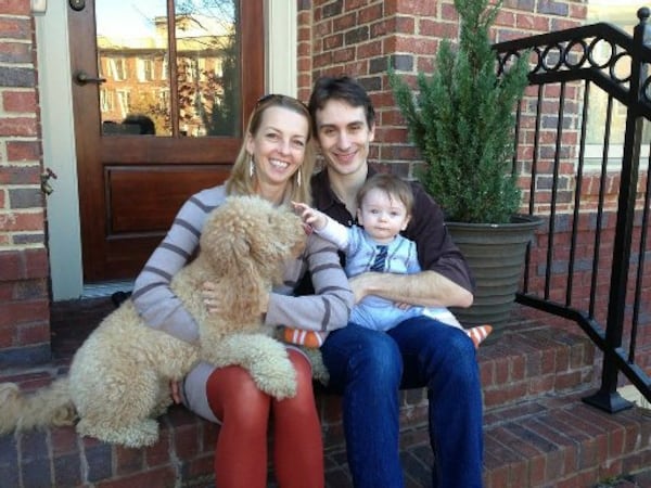 Atlanta Ballet dancer Christian Clark with wife Naomi-Jane Clark and baby Adrian in 2013.