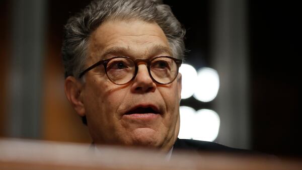 Senate Judiciary Committee member Sen. Al Franken, D-Minn., pauses during a Senate Judiciary Committee hearing on nominations on Capitol Hill in Washington, Wednesday, Nov. 15, 2017. (AP Photo/Carolyn Kaster)