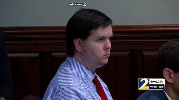 Justin Ross Harris listens to the testimony of memory expert Dr. Gene Brewer during Harris' murder trial at the Glynn County Courthouse in Brunswick, Ga., on Thursday, Nov. 3, 2016. (screen capture via WSB-TV)