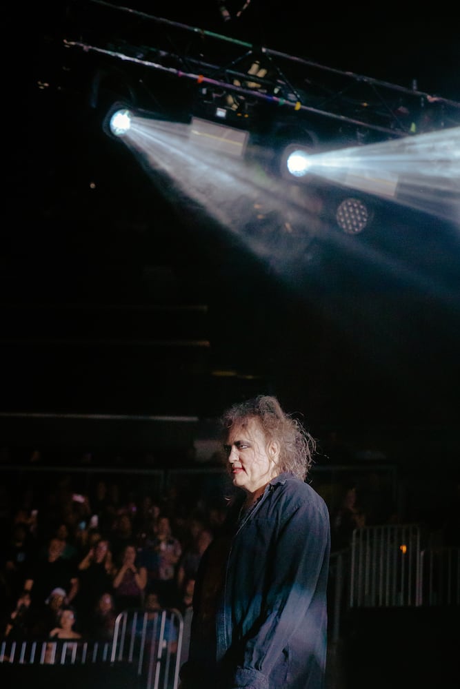 The Cure performs to an excited crowd at the State Farm Arena on June 27, 2023. (Sophie Harris for The Atlanta Journal-Constitution).