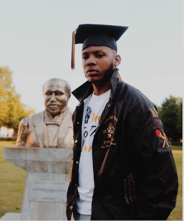 Isaiah Horne-Friar, 23, is a teacher and 2019 graduate of Morehouse College. He marched on Friday.