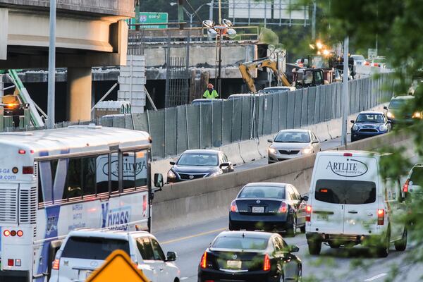 Delays are building on the Buford-Spring Connector near the I-85 collapse. JOHN SPINK / JSPINK@AJC.COM