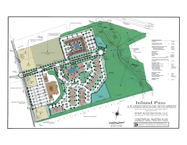 Inland Pass will consist of 320 multi-family apartments, 180 units of housing for seniors and about 63,000 square feet of retail. (Courtesy City of Dacula)