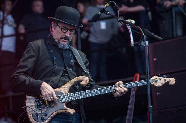 Les Claypool and his band Primus perform at the SweetWater 420 Fest in downtown Atlanta, Ga., on Saturday, April 18, 2015. April showers left the festival grounds ankle-deep in mud, but the event drew more than 20,000 people on Saturday. (AP Photo/ Ron Harris) Les Claypool and his band Primus perform at the SweetWater 420 Fest in downtown Atlanta, Ga., on Saturday, April 18, 2015. April showers left the festival grounds ankle-deep in mud, but the event drew more than 20,000 people on Saturday. (AP Photo/ Ron Harris)