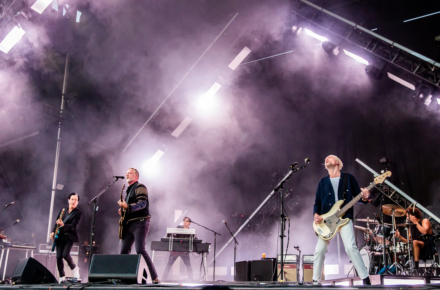 Atlanta, Ga: Queens of the Stone Age put on the tightest set of the day wowing fans and making believers out of everyone at the Piemont Stage. Photo taken Saturday May 4, 2024 at Central Park, Old 4th Ward. (RYAN FLEISHER FOR THE ATLANTA JOURNAL-CONSTITUTION)