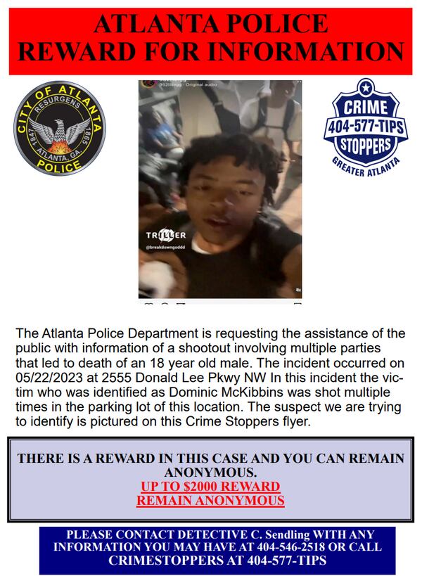 Atlanta police are working to identify a third suspect in a deadly shooting in northwest Atlanta. June 14, 2023 (Atlanta Police Department)