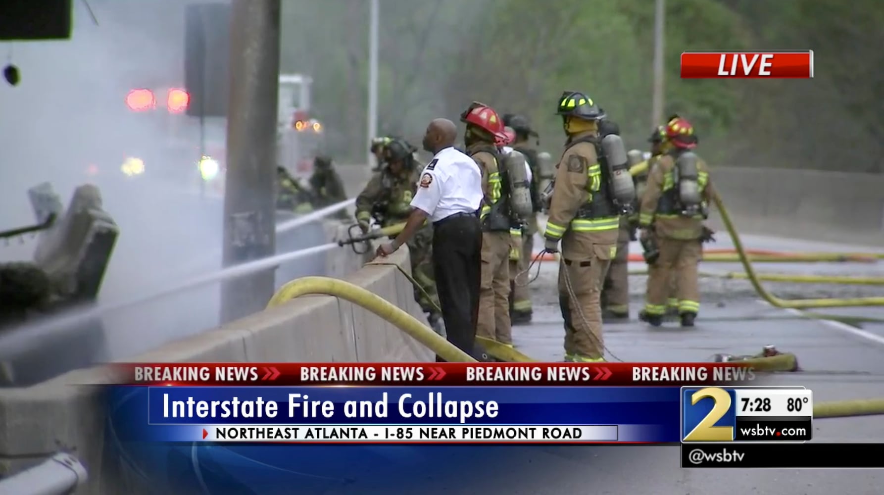 Interstate 85 overpass fire and collapse