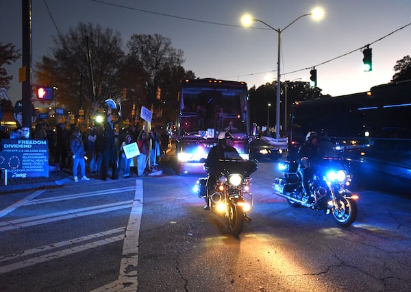 The scene outside Tyler Perry Studios ahead of the Democratic debate in Georgia on Nov. 20, 2019. Photo by Hyosub Shin.