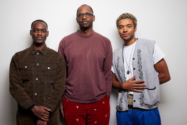 Ethan Herisse, left, RaMell Ross, and Brandon Wilson pose for a portrait to promote the film "Nickel Boys" on Sunday, Sept. 29, 2024, in New York. (Photo by Matt Licari/Invision/AP)