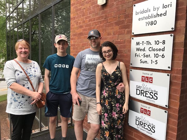 Abby Hanson (right) and her family visited Bridals by Lori from England to check out the home of "Say Yes to the Dress Atlanta."