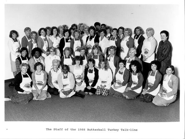 The Butterball Turkey Talk-Line staff of 1988 poses for a group picture. The first male joined the team in 2013. Courtesy of Butterball