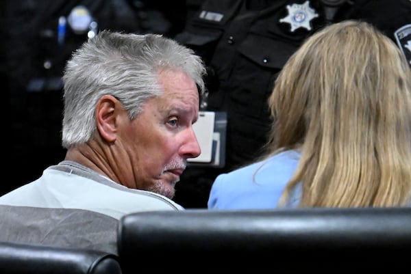 Colin Gray, father of Colt Gray, sits during his first appearance before Barrow County Superior Court Judge Currie Mingledorff at Barrow County Courthouse Superior Court, Friday, September 6, 2024, in Winder. The 14-year-old Colt Gray accused of fatally shooting two teachers and two students this week at Apalachee High School and his father made their first appearances in court Friday. (Hyosub Shin / AJC)