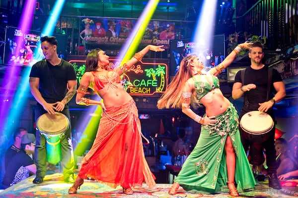 Dancers perform at Mango's Tropical Cafe in South Beach, Florida. 
Courtesy of Mango's Tropical Cafe.