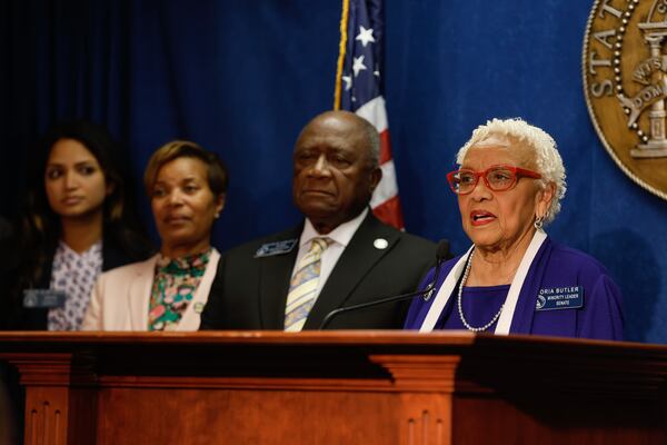 Senate Minority Leader Gloria Butler, D-Stone Mountain, joined the "Politically Georgia" podcast to express disappointment that a late push to fully expand Medicaid failed. “We know there are so many people in this state that (do) not have coverage that need it so badly,” said Butler, who is retiring at the end of the session after 26 years under the Gold Dome. (Natrice Miller/ Natrice.miller@ajc.coM)