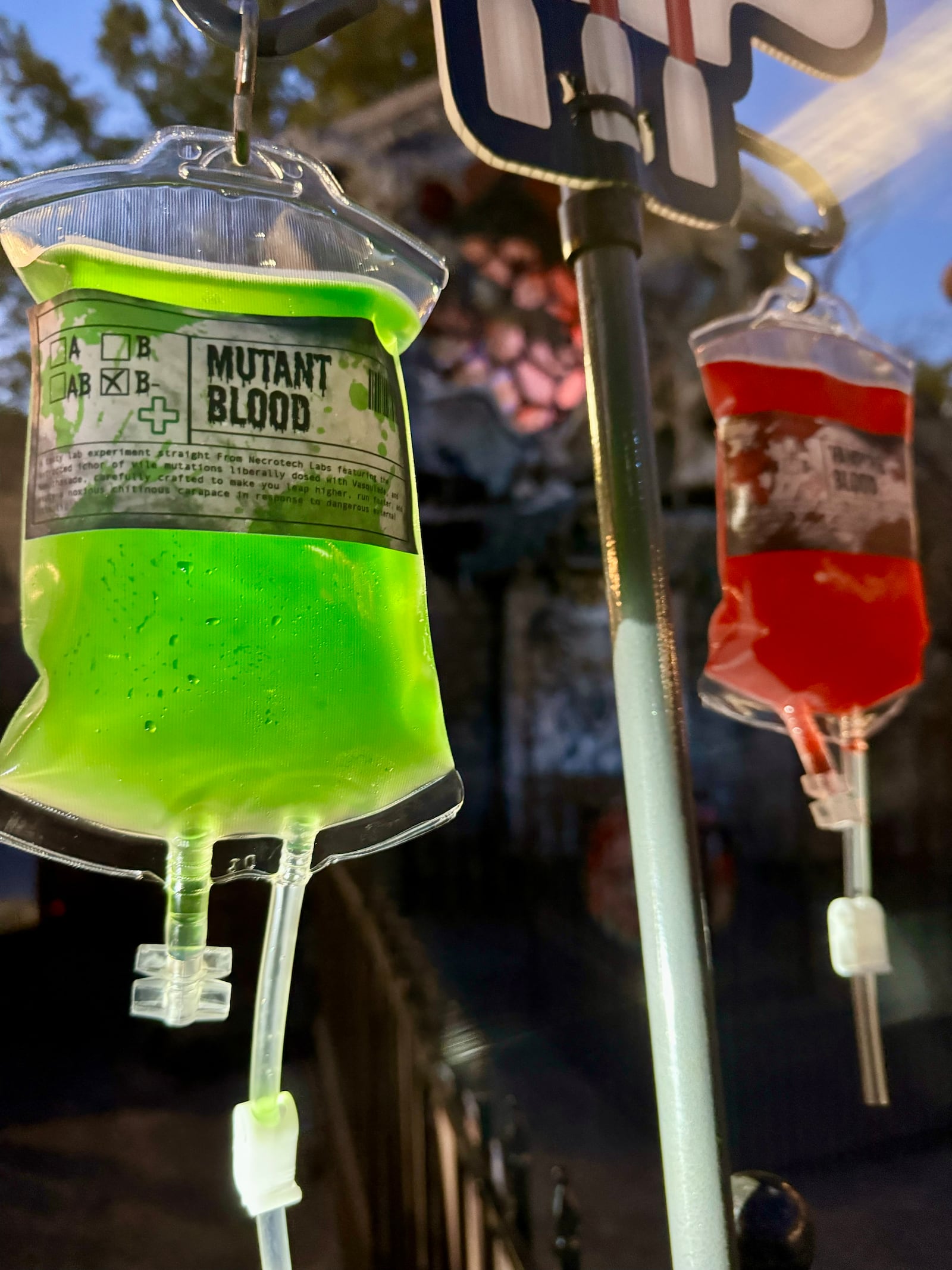 Drinks that look like blood bags are available at the Netherworld haunted house. (Courtesy of Netherworld)