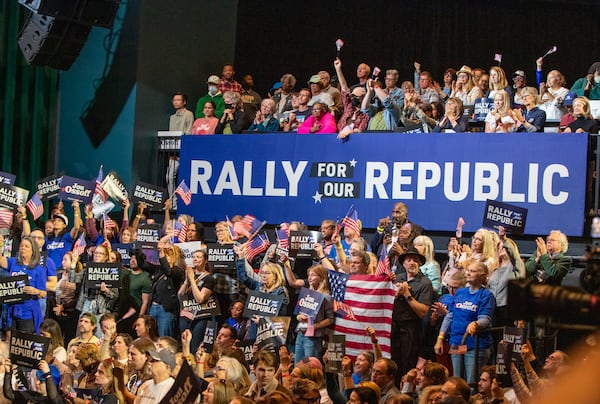 Senator John Ossoff hosts a “Rally for the Republic” at The Eastern on Saturday, March 22, 2025.  (Jenni Girtman for The Atlanta Journal-Constitution)