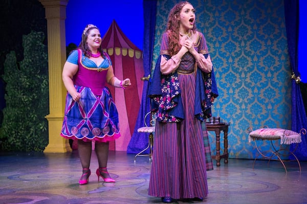 The Actor’s Express musical “Head Over Heels” co-stars Abby Holland (left) and Emily Whitley. CONTRIBUTED BY CASEY GARDNER PHOTOGRAPHY