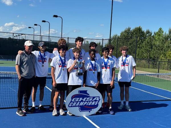 The Greater Atlanta Christian boys won the Class 5A tennis championship, May 11, 2014, at the Rome Tennis Center at Berry College.