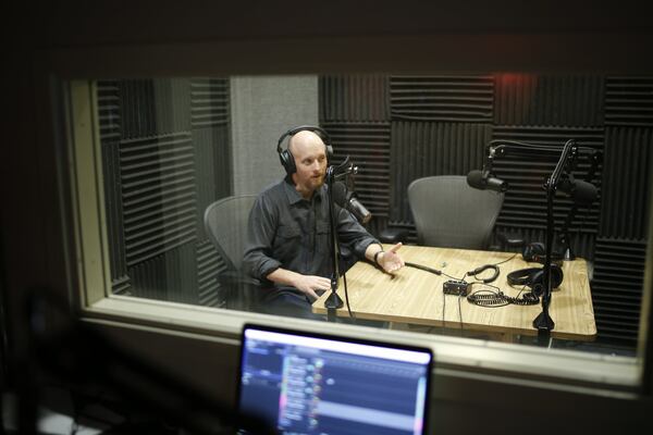 Jonathan Strickland records his podcast “TechStuff” at one of the How Stuff Works studios. CONTRIBUTED BY HOW STUFF WORKS