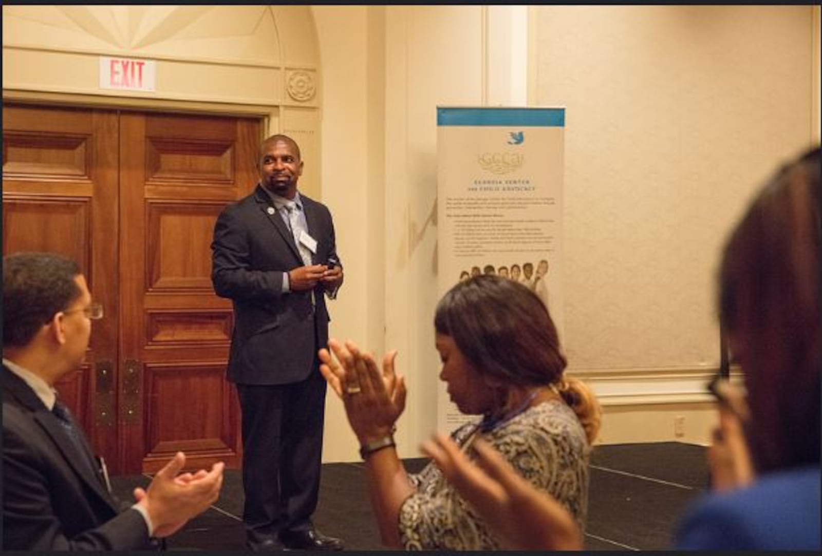 Former police detective Kevin McNeil speaks before the Georgia Center for Child Advocacy. He has gone across the nation sharing his story about abuse and trying to raise awareness. CONTRIBUTED