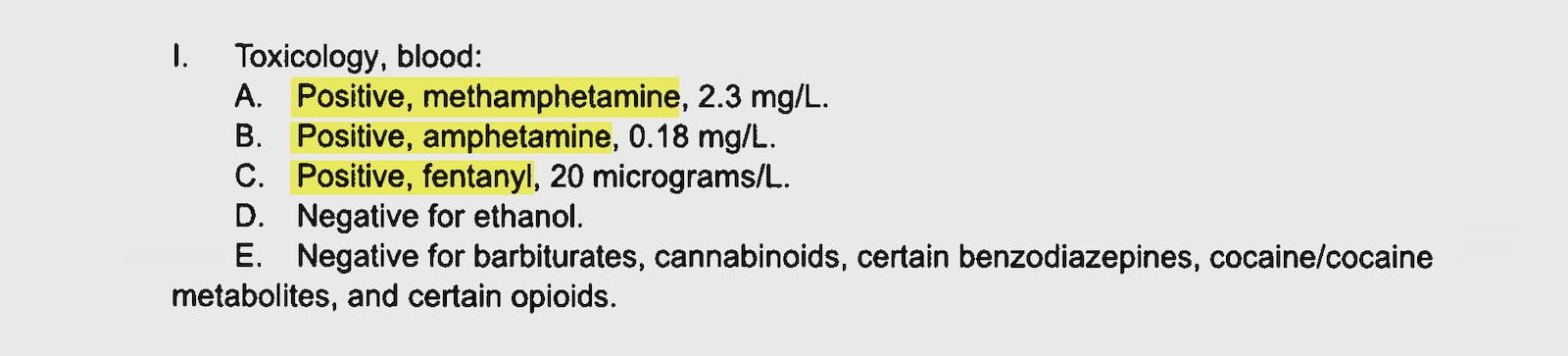 The state's autopsy of Christina Buttery, who died Dec. 21, 2022, at Pulaski State Prison, notes that she had a combination of methamphetamine and fentanyl in her body at the time of death. (Georgia Department of Corrections) 