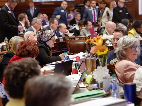 Lawmakers gather in the House Chambers on Sine Die at the Georgia Capitol in Atlanta.