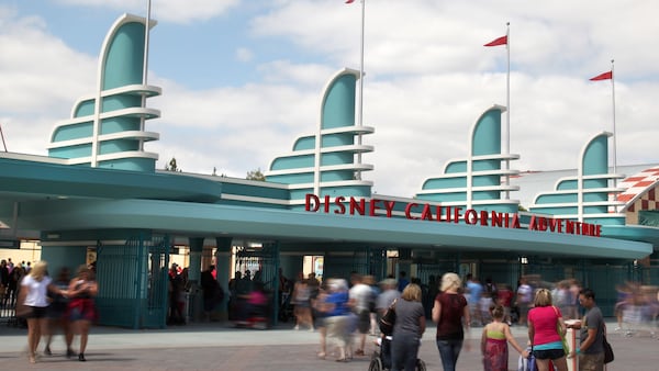 Inspired by the iconic Pan Pacific Auditorium, turnstiles set the stage for the entrance to Disney California Adventure park. Buena Vista Street transports guests to Los Angeles as Walt Disney found it when he first arrived in California, with buildings inspired by structures that existed during the 1920s and '30s - including the Pan Pacific Auditorium. A landmark structure in the Fairfax District of Los Angeles, the auditorium was the premiere location for indoor public events until it closed after almost 40 years in 1972.. (Paul Hiffmeyer/Disneyland)