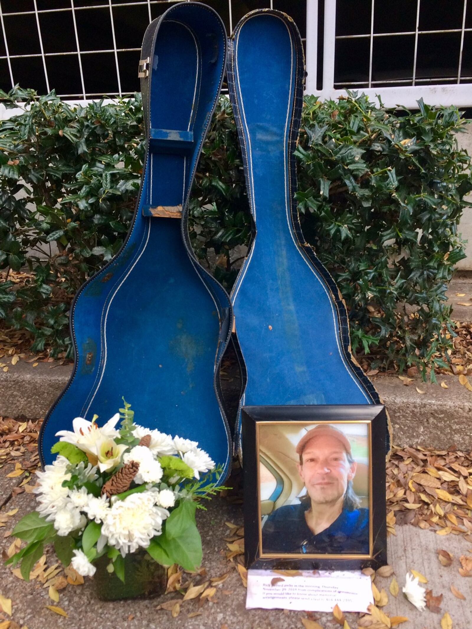 A memorial on Martin Luther King Jr. Drive in downtown Atlanta for Ricky Bradfield, who lived on that spot for two years and died on Nov. 29, 2018. 