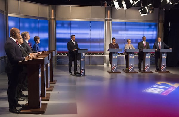 Eight candidates participated in the Atlanta Police Foundation's Atlanta Mayoral debate hosted by WSB-TV at their studios in Atlanta on Sunday October 22nd, 2017. Crime and safety were the main topic of discussion during live debate. (Photo by Phil Skinner).