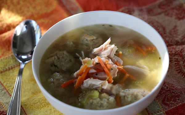 Turkey soup with stuffing dumplings. (Jessica J. Trevino/Detroit Free Press/TNS)