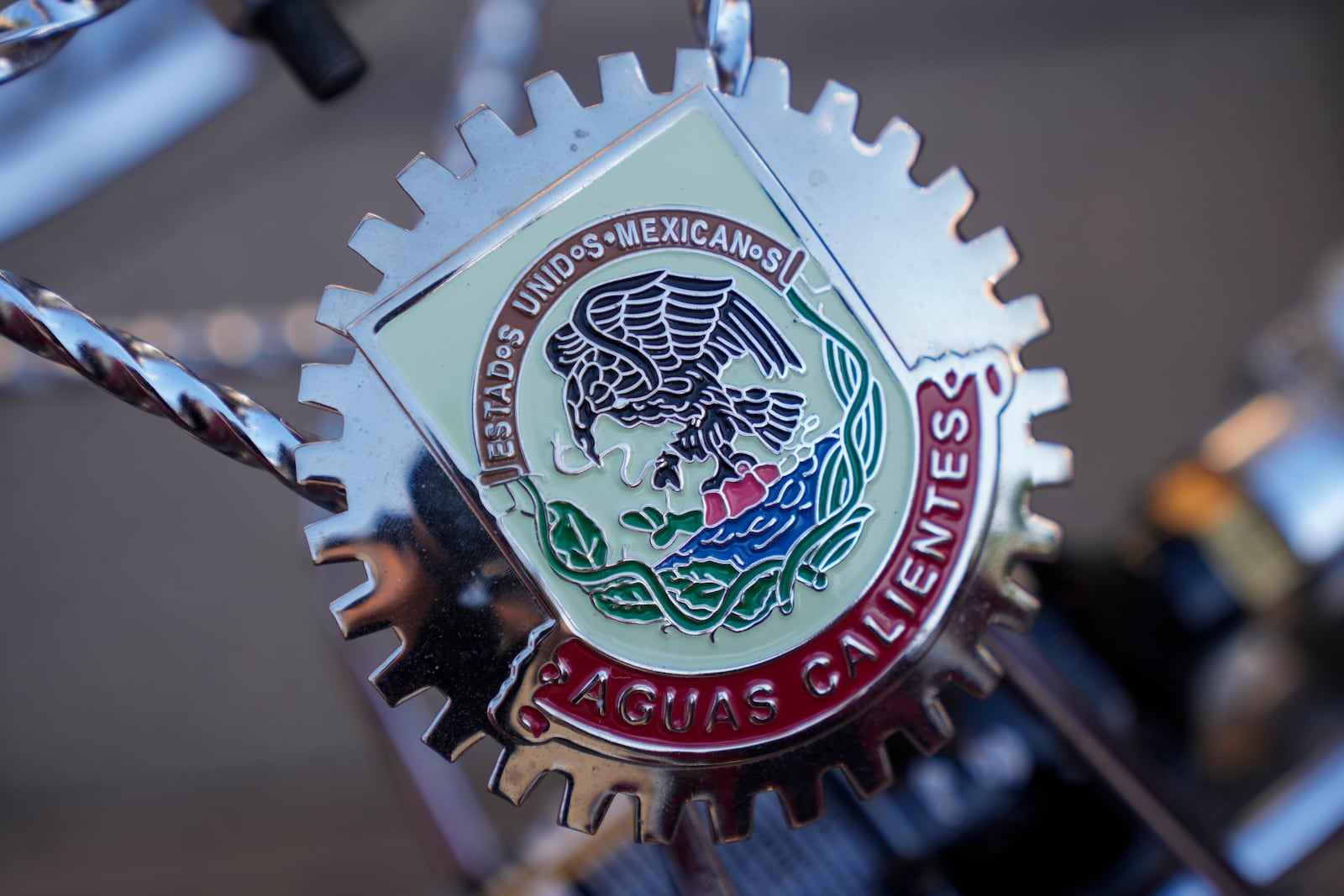 A detail of the lowrider bike custom-built by Luis Martinez, 29, a member of the Uso Chicago Car Club who was born in Mexico, can be seen Saturday, Sept. 21, 2024, in Mishawaka, Ind. (AP Photo/Erin Hooley)