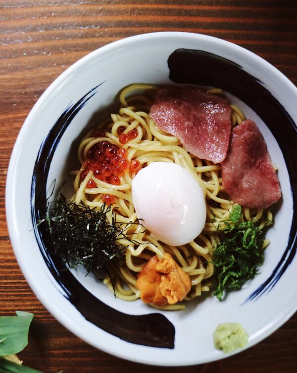 The A5 wagyu mazemen at Brush Sushi Izakaya is a soupless ramen. CONTRIBUTED BY BRUSH SUSHI IZAKAYA