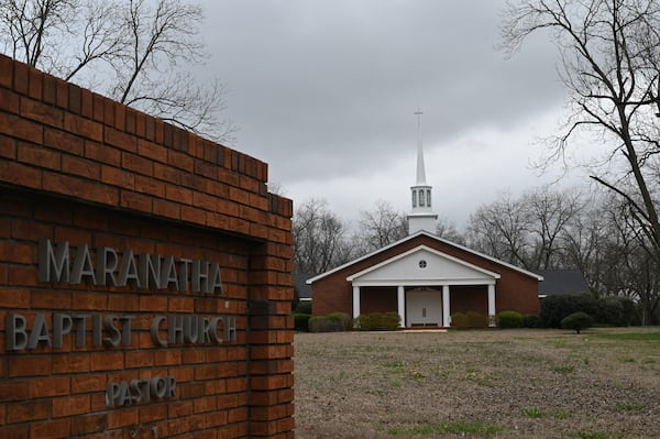 Exterior of Maranatha Baptist Church, Tuesday, Feb. 21, 2023, in Plains, GA. (Hyosub Shin / Hyosub.Shin@ajc.com)