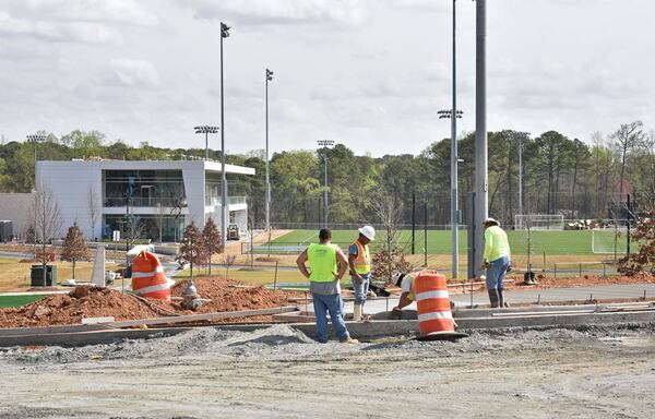 Atlanta United’s $60 million soccer complex is under construction on Franklin Gateway in Marietta. HYOSUB SHIN / HSHIN@AJC.COM