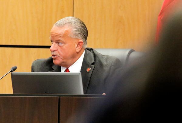 Cobb County School District Superintendent Chris Ragsdale speaks during a Cobb County School Board meeting in Marietta in July 2021. Ragsdale wants to build a center for graduation ceremonies and other events. (Christine Tannous / AJC file photo)