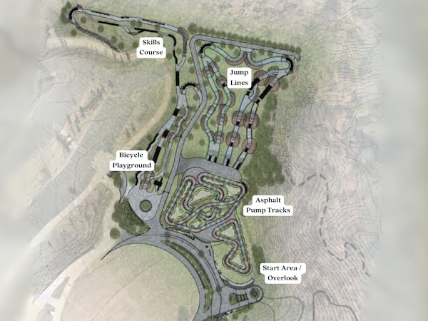 This is a preliminary map of a proposed bicycle playground at Westside Park. (Courtesy Atlanta Beltline Inc.)