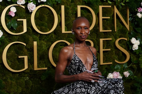 Cynthia Erivo arrives at the 82nd Golden Globes on Sunday, Jan. 5, 2025, at the Beverly Hilton in Beverly Hills, Calif. (Photo by Jordan Strauss/Invision/AP)