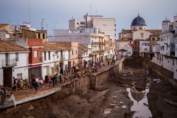 A general view of an area affected by floods in Chiva, Spain, Friday, Nov. 1, 2024. (AP Photo/Manu Fernandez)