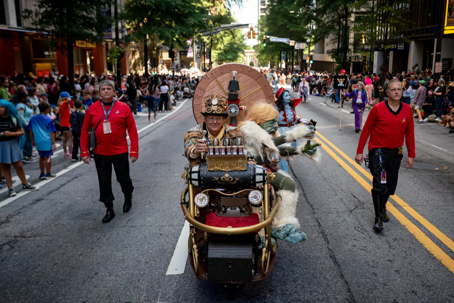 Thousands lined up along Peachtree Street Saturday morning for the annual Dragon Con parade.