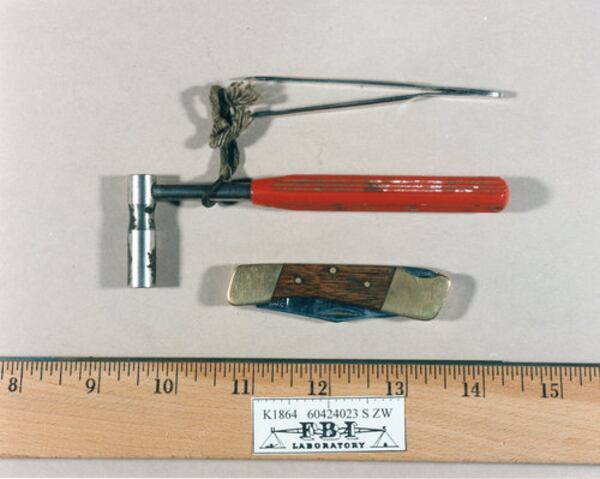 Kaczynski kept small tools in several makeshift containers. He produced his explosive devices all by hand, without the assistance of power tools.