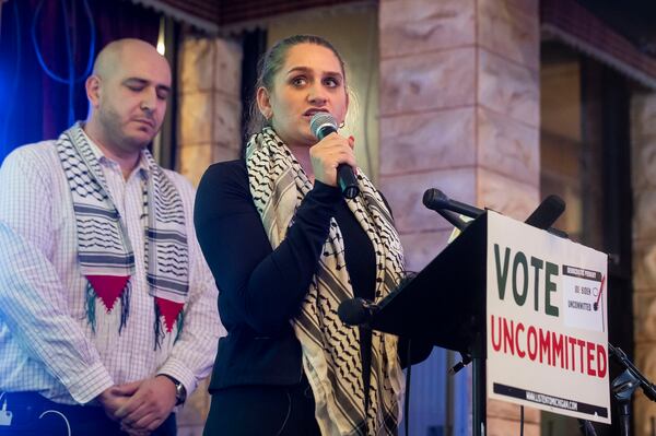 Layla Elabed (right) leads Listen to Michigan, the group that ran an "uncommitted" campaign as a protest vote against President Joe Biden.