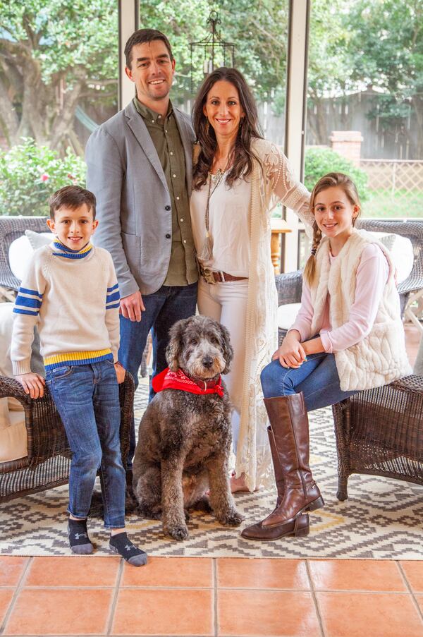 Nicole and Robert Wicking live in the 1928 bungalow with their children Harper, 11, and Finnley, 9, and their goldendoodle, Basher Bill. Nicole is national sales manager for Bovi Fine Linens and Graccioza Bath Linens, and Robert works in wealth management for U.S. Trust.