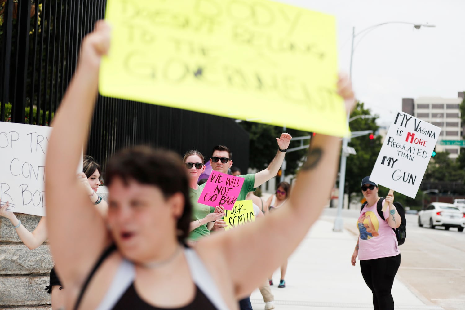 People rally at the Georgia Capitol on Sunday, June 26, 2022. Today marks day 3 of protest following the U. S. Supreme Court's overturning of Roe v Wade.  ]Sunday, June 26, 2022.  Miguel Martinez /miguel.martinezjimenez@ajc.com 