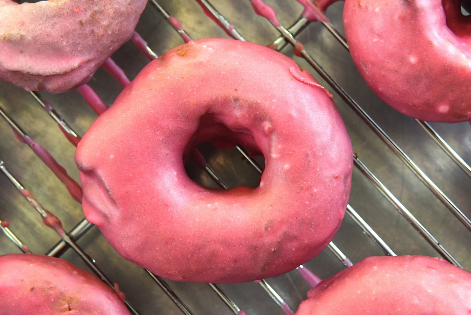 Ashley Strickland Freeman's Old-Fashioned Doughnuts with Mixed-Berry Glaze require mayo for the batter. These are soft and crumbly cake doughnuts, not the light and puffy yeast version, a wonderful treat with coffee. The recipe is included in Freeman's "The Duke's Mayonnaise Cookbook" (Grand Central Publishing, $28). STYLING BY WENDELL BROCK / CONTRIBUTED BY CHRIS HUNT PHOTOGRAPHY