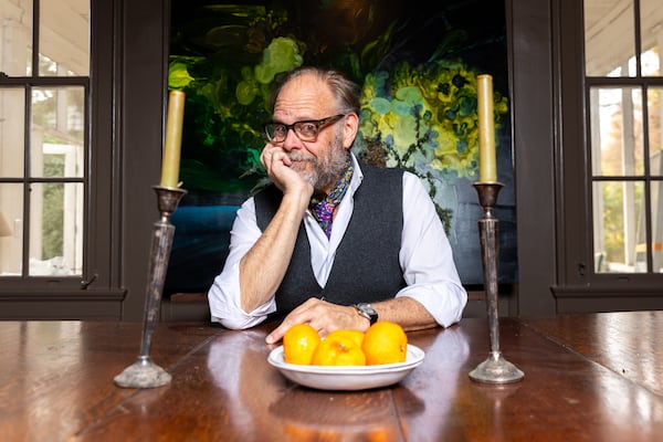 Alton Brown at his home in Atlanta earlier this month. (Arvin Temkar / AJC)